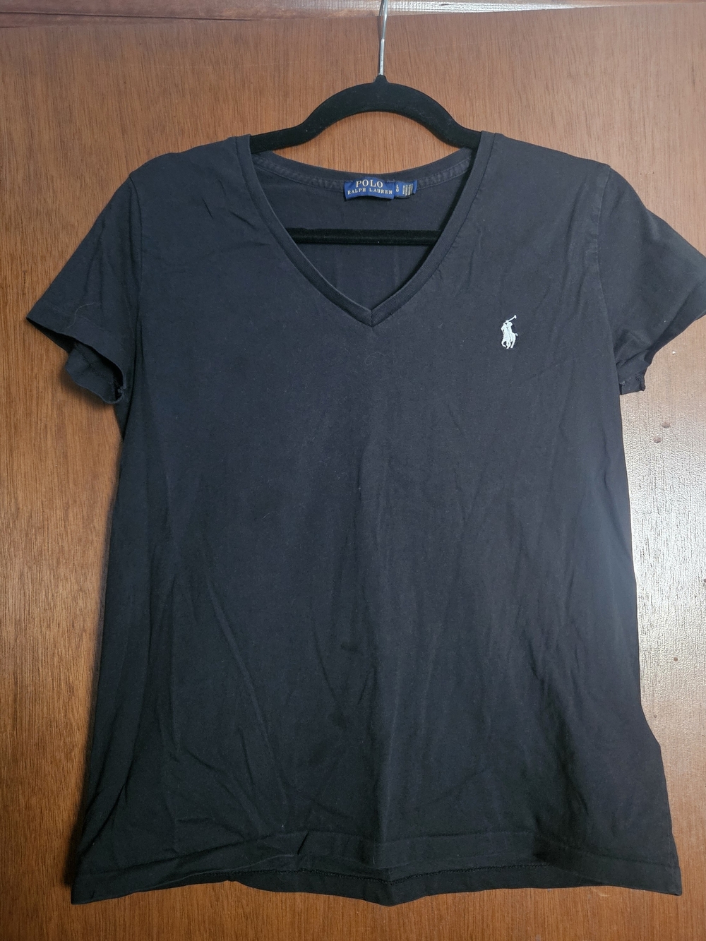 Polo by Ralph Lauren Black V-Neck Tee with White Polo Pony
